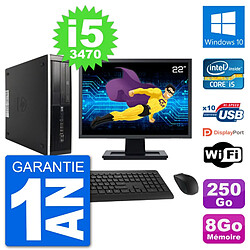 PC HP 8300 SFF Ecran 22" Intel i5-3470 RAM 8Go Disque 250Go Windows 10 Wifi - Occasion