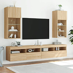 Avis Maison Chic Meuble TV avec lumières LED, Banc TV pour salon, Meuble de rangement chêne sonoma 40,5x30x90 cm -GKD15708