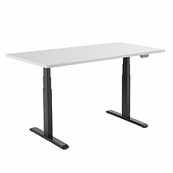 Kimex Bureau motorisé assis-debout 160x75cm Plateau blanc/Pied noir