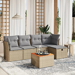 vidaXL Salon de jardin avec coussins 6pcs mélange beige résine tressée