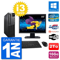 PC Lenovo M92p SFF Ecran 22" Intel i3-3220 RAM 16Go Disque 2To Windows 10 Wifi · Occasion 