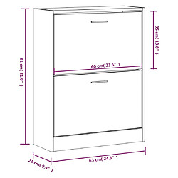 vidaXL Armoire à chaussures Gris béton 63x24x81 cm Bois d'ingénierie pas cher