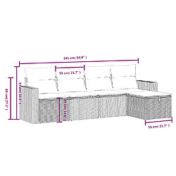 Avis vidaXL Salon de jardin avec coussins 5 pcs beige résine tressée