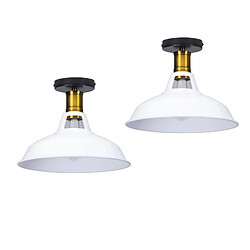 Stoex (2X) Lampe de Plafond Rétro Plafonnier en Fer Métallique Luminaire Plafonnier D'Intérieur Vintage E27 (Blanc) Pour Chambre À Coucher, Restaurant 