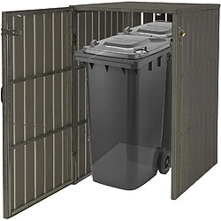 Decoshop26 Abri de poubelles extérieur conteneurs à ordures avec couvercle jusqu'à 2 bacs 117x80x105 cm aspect bois métallique extensible gris 04_0005597