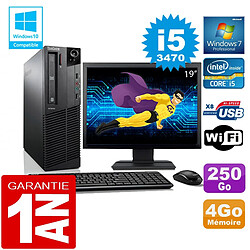 PC Lenovo M92p SFF Core I5-3470 Ram 4Go Disque 250 Go Wifi W7 Ecran 19" - Occasion