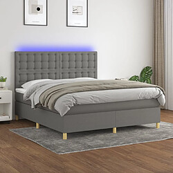 vidaXL Sommier à lattes de lit et matelas et LED Gris foncé 160x200 cm 