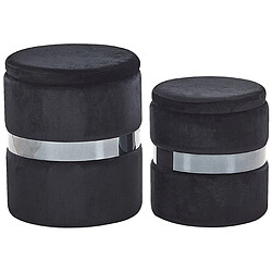 Beliani Set de 2 poufs en velours noir avec rangement DORIS