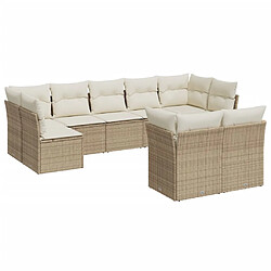 vidaXL Salon de jardin avec coussins 9 pcs beige résine tressée