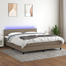 vidaXL Sommier à lattes de lit et matelas et LED Taupe 160x200cm Tissu 