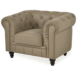 Meubler Design Fauteuil Chesterfield Capitonné - Pu Taupe - Fauteuil Chesterfield