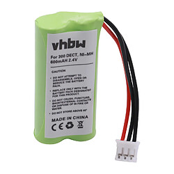 vhbw NiMH batterie 600mAh (2.4V) pour téléphone fixe sans fil Philips Aleor 300 comme 2HR-AAAU, H-AAA600X2, H-AAA500X2.