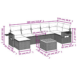 vidaXL Salon de jardin 8 pcs avec coussins gris résine tressée pas cher