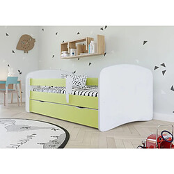 Lit Babydreams vert sans motif avec un tiroir sans matelas 180/80