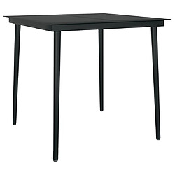 vidaXL Table à dîner de jardin Noir 80x80x74 cm Acier et verre