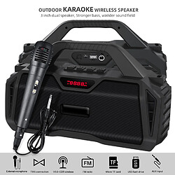 Yonis Enceinte Bluetooth 5.0 Portable Outdoor Karaoke Avec Microphone Et Sangle