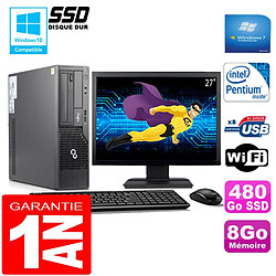 PC Fujitsu Esprimo E500 E85+ SFF G640 8Go Disque 480Go SSD Wifi W7 Ecran 27" · Occasion 