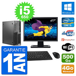 PC Lenovo M90 SFF Ecran 27" Intel i5-650 RAM 4Go Disque 500Go Windows 10 Wifi · Occasion 