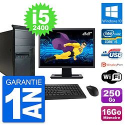 PC Tour Lenovo M91p Ecran 22" Core i5-2400 RAM 16Go Disque 250Go Windows 10 Wifi · Occasion 