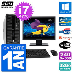 PC Tour HP EliteDesk 800 G1 Ecran 27" i7-4770 RAM 32Go SSD 240Go Windows 10 Wifi · Occasion 