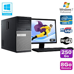 Lot PC Tour Dell 7010 Core I5-3470 3.2Ghz 8Go 250Go DVD WIFI Win 7 + Ecran 19 - Occasion