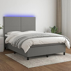 vidaXL Sommier à lattes de lit et matelas et LED Gris foncé 140x190 cm 