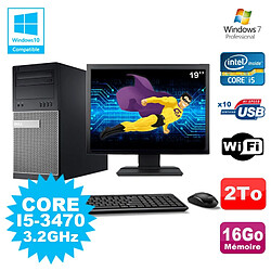 Lot PC Tour Dell 790 Intel I5-3470 3.2Ghz 16Go 2To DVD WIFI Win 7 + Ecran 19" - Occasion