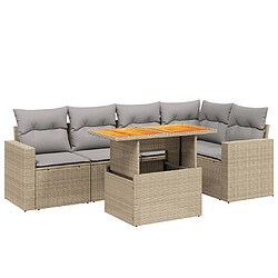 vidaXL Salon de jardin avec coussins 6 pcs beige résine tressée