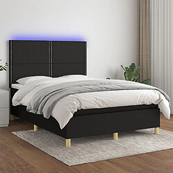 vidaXL Sommier à lattes de lit et matelas et LED Noir 140x190 cm Tissu 