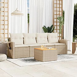 vidaXL Salon de jardin avec coussins 5 pcs beige résine tressée 