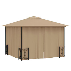 Avis vidaXL Tonnelle avec parois et toit double 3x3 m Taupe