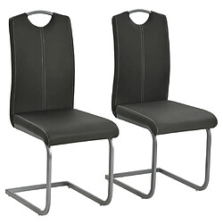 vidaXL Chaises à manger cantilever lot de 2 gris similicuir 