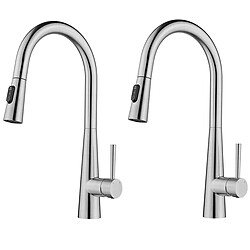 2PCS Cecipa MAX Mitigeur de Cuisine avec Douchette Extractible - Robinet d'Évier avec 3 Modes de Sortie D'eau - Mitigeur Cuisine en Inox Brossé 