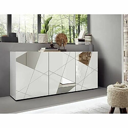 Tbs Ensemble Sejour : Buffet 3P 181 cm + Meuble TV 181 cm - Victory - Blanc laqué