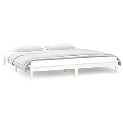 Avis vidaXL Cadre de lit à LED sans matelas blanc 140x190 cm bois massif