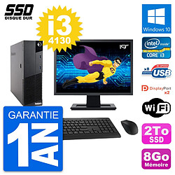 PC Lenovo M83 SFF Ecran 19" Intel Core i3-4130 RAM 8Go SSD 2To Windows 10 Wifi - Occasion