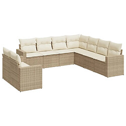 Maison Chic Salon de jardin avec coussins 9 pcs | Ensemble de Table et chaises | Mobilier d'Extérieur beige résine tressée -GKD84901