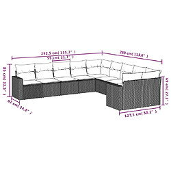 Avis vidaXL Salon de jardin 10 pcs avec coussins noir résine tressée