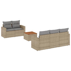 vidaXL Salon de jardin avec coussins 6 pcs beige résine tressée