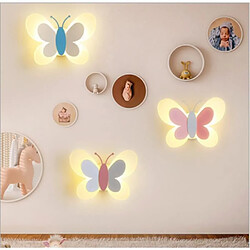 Acheter Personnalité créative papillon chambre d'enfants LED lampe de chevet chambre lampe de mur de fond (bleu + blanc)