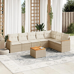 vidaXL Salon de jardin avec coussins 8 pcs beige résine tressée 