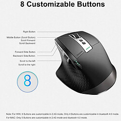 Acheter Universal Souris sans fil multimode rechargeable entre Bluetooth 3.0/4.0 et 2.4G Commutateur 3200 ppp 4 connexions de périphériques(Le noir)