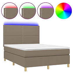 Sommier à lattes,Cadre à lattes de lit et matelas et LED pour Adulte Taupe 140x190cm Tissu -MN35902