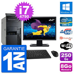 PC Tour Lenovo M93p Ecran 22" Intel i7-4790 RAM 8Go Disque 250Go Windows 10 Wifi · Occasion 