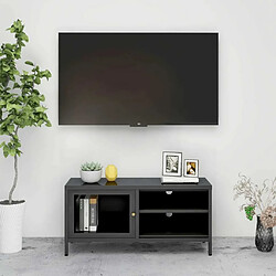 Maison Chic Meuble TV scandinave - Banc TV pour salon Anthracite 90x30x44 cm Acier et verre -MN20624