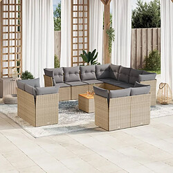 Maison Chic Salon de jardin avec coussins 12 pcs | Ensemble de Table et chaises | Mobilier d'Extérieur beige résine tressée -GKD42563