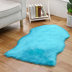 LUUCOZK Tapis moelleux en fausse fourrure, tapis à poils longs pour chambre à coucher, salon - bleu marine-Irrégulier 60x90cm