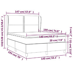 vidaXL Sommier à lattes de lit avec matelas Noir 140x190 cm Similicuir pas cher