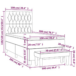 vidaXL Sommier à lattes de lit avec matelas Marron foncé 100x200 cm pas cher