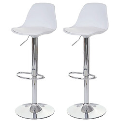 Decoshop26 2x tabourets de bar tabouret de comptoir pivotant en synthétique blanc base et cadre en acier chromé 04_0000122